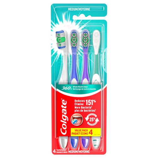 Colgate 360 Adult Toothbrush, Medium (4 Count)