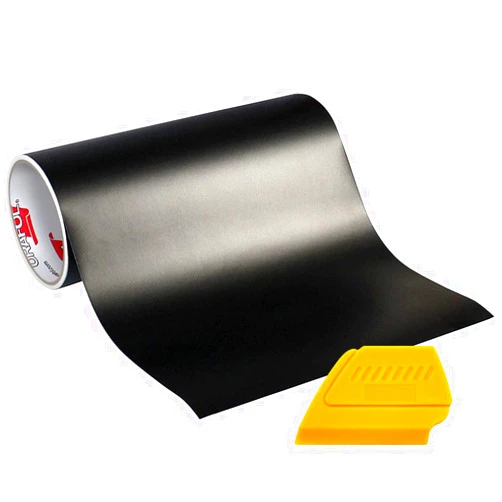 Oracal 751 Premium Long-Term Indoor & Outdoor Craft Vinyl 12in x 6ft Roll for Cutters and Plotters Including Hard Yellow Detailer Squeegee (Matte Black)