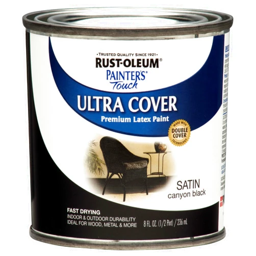 Rust-Oleum 267249-Painter's Touch Latex Paint, 1 Half Pint, Satin Canyon Black