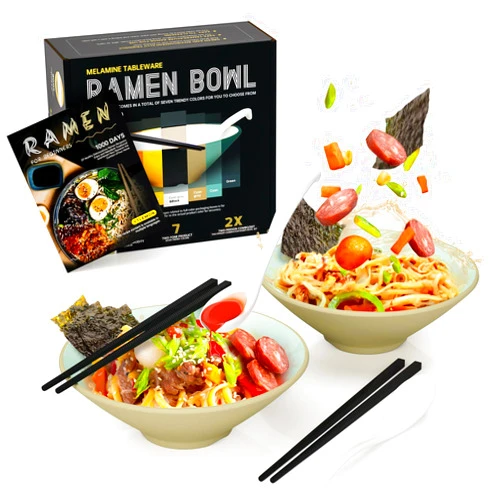 YTLEMON Ramen Bowls Set of Plastic,2 Sets of 20oz Double-sided Color Matching Serving Bowls With Chopsticks and Spoons for Salad Cereal,Essential Dinnerware for New Apartments Suitable as Housewarming Gifts