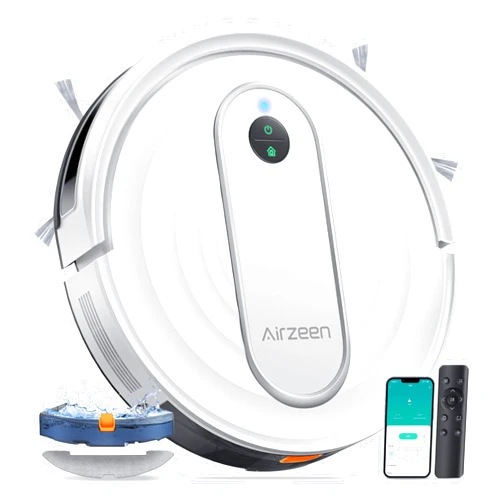 Airzeen Robot Vacuum and Mop with 4000Pa Power-Lifting Suction, APP/Alexa Control Robot Vacuum, 3 in 1 Robot Vacuum Cleaner with Auto Self-Charging, Ideal for Pet Hair, Carpet, Hard Floor, Quiet, J10