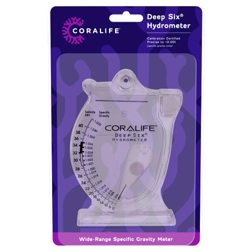 Coralife Aquarium Fish Tank Deep Six Hydrometer For Measuring Water Salinity PPT and Specific Gravity
