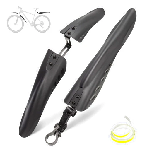 R2Depot Bike Fender Set with 26ft DIY Reflective Tape, Adjustable Bicycle Fenders for 22
