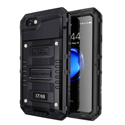 seacosmo Case for iPhone SE 2020, iPhone 7/8 Waterproof, Full Body Protective Shell with Built-in Screen Protector, Military Grade Rugged Heavy Duty Cover, Black