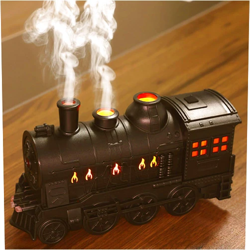 Hdcaravan Quiet Humidifier Essential Oil Diffuser, 300ml Train Shape Cool Mist Humidifier for Home Bedroom Office, 2 Spray/Night Light Modes Portable Aroma Diffusers Birthday Gift (Black)