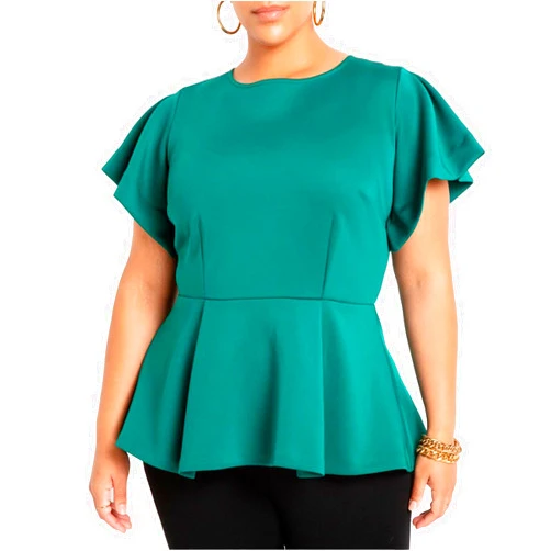 ELOQUII Women's Plus Size Flare Sleeve Peplum Top