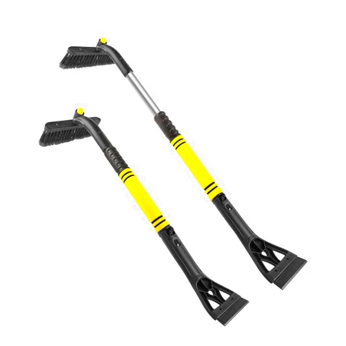 Henge Auto Ice Scrapers for Car Windshield Snow Brush 360 Pivoting Head 32 Inch Extendable for Truck SUV Vehicle Windshield 3-in-1 (Yellow 1 Pcs)