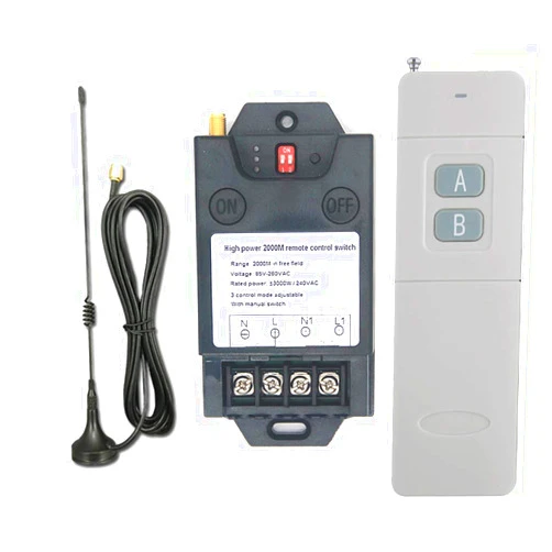 Jiangbao 2000 Meters Long Distance Wireless Remote Control Switch high Power Water Pump Motor Lighting Industrial Wireless Remote Control Switch AC 110V 220V Relay Switch Transmitter High Range 6600ft