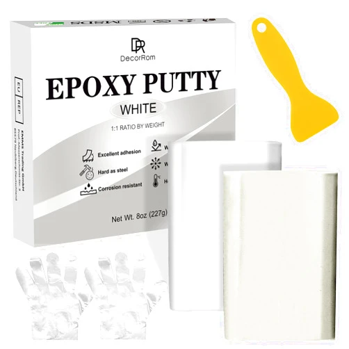 DecorRom Epoxy Putty - 8oz / 227g Pool Putty, 2 in 1 Underwater or Above Fast Repair, Fix Leaks, Cracks, Filling, Sculpting - 2 Part Epoxy Sculpt Clay for Metal, Tile, Concrete, Plastic, Ceramics (White)