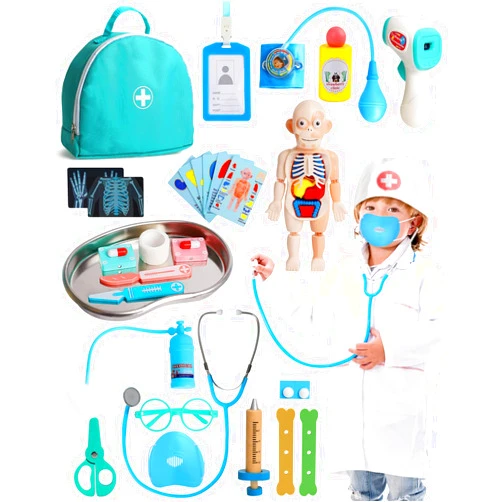 Lehoo Castle Doctor Kit for Kids Realistic, Kids Doctor Kit Wooden, Pretend Doctor Playset for Toddlers 3-5, Medical Kits Toys for Boys Girls, with Stethoscope Syringe Doctor Bag