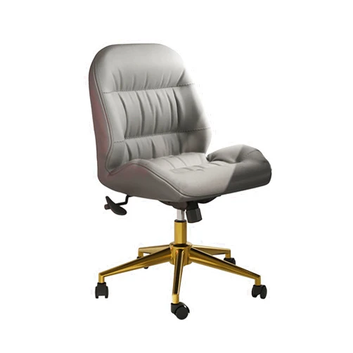 PIRFE Leather Home Office Desk Chair, 360° Swivel Ergonomic Vanity Chair, Adjustable Height Upholstered Home Computer Chairs for Bedroom, Study, Small Space, Gray1
