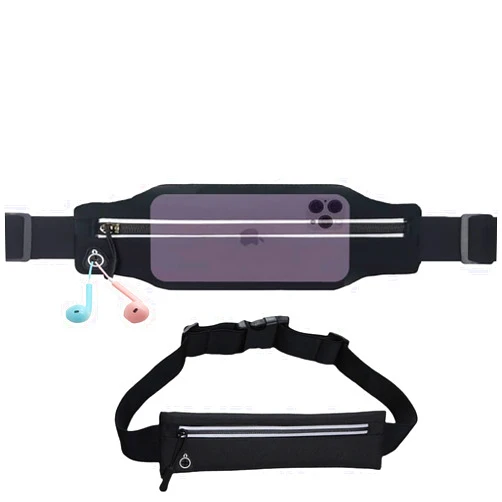 Yamadura Slim Running Belt Fanny Pack for Men Women, Running Hiking Cycling Phone Holder, Reflective Runners Pouch Waist Pack for Workout, Money Belt, Running Gear Accessories Gift【Fits All Size Phones】