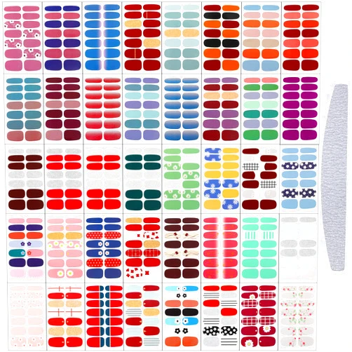 Maitys 560 Pieces 40 Sheets Full Wrap Nail Stickers Nail Polish Strips Decals Self-Adhesive Gel Nail Strips Art Decals with Nail File for Women DIY Nail Decorations(Flower Style)