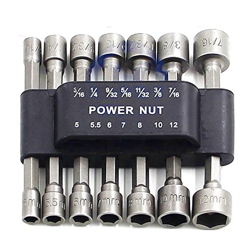 PANOVOS 14pcs Power Nuts Driver Drill Bit Tools Set Metric Socket Wrench Screw 1/4'' Driver Hex Keys