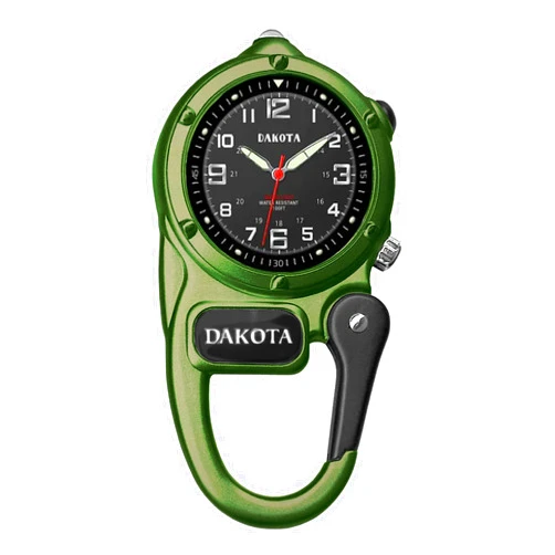 Dakota Mini Clip Microlight Pocket Watch with White Flashlight – Swiss Army Style Mini Watch & Army Gift