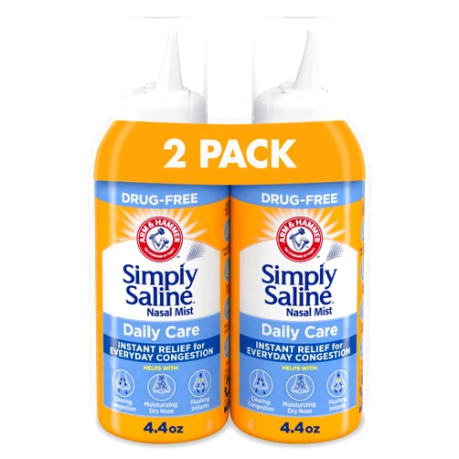 Arm & Hammer Simply Saline Daily Care Nasal Mist 4.4oz, Saline Nasal Spray, Drug-Free, 2-Pack