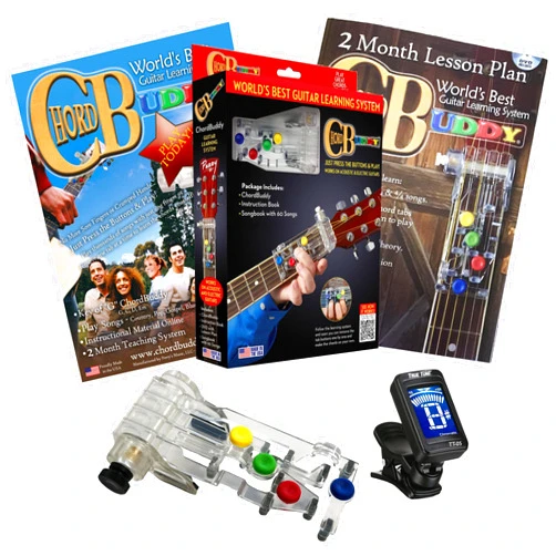 ChordBuddy LEFT HANDED Chord Buddy Guitar Learning System w/Less on Plan, Songbook and True Tune Clip-on Chromatic Tuner LEFTY