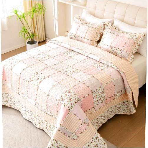 Cmfshape Floral Quilt with 2 Pillow Shams-King Size,Pink Bedspread 3 Piece,Garden Quilt Bedding Set for All Seasons,Lightweight Reversible Bed Coverlet for Girls (King106 x96 Pink)