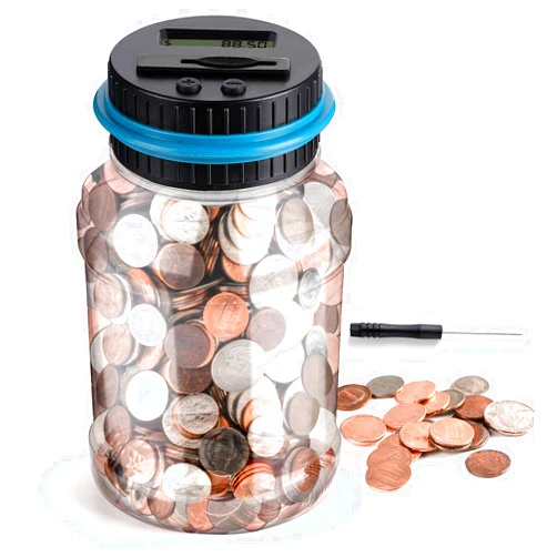 AmaGo Piggy Bank, Coin Counter Coin Bank for Kids Boys Girls Adults,Unbreakable Plastic Coin Counter Machine Counting Money Jar,Medium Size Money Bank