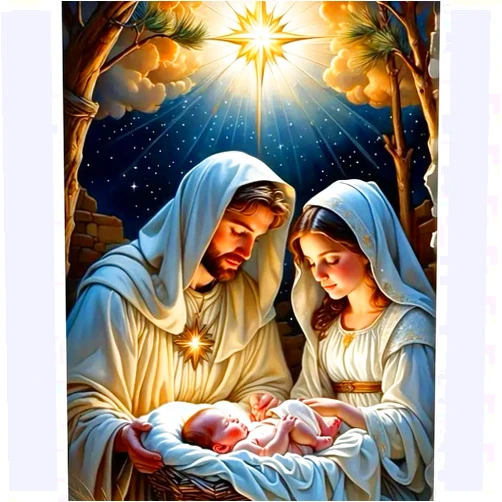 MOMDEDP Jesus Diamond Art Kits for Adults, 5D Diamond Painting Kits for Beginners,Round Full Drill Nativity Scene Gem Art for Adults,DIY Religious Diamond Dots Paintings for Home Decor12x16in