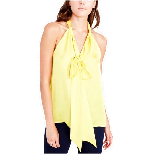 RACHEL Rachel Roy Rachel Roy Womens Madeline Tie-Front Knit Blouse, Yellow, 2