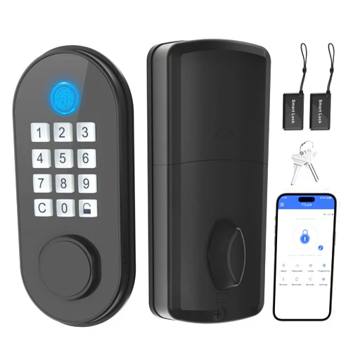 POWIFY Smart Keyless Entry Door Lock, Electronic Keypad Deadbolt with App Control, Fingerprint Smart Locks for Front Door, Auto Lock, Security, Easy Installation, Bluetooth