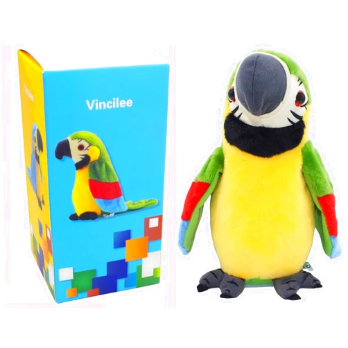 Vincilee Talking Parrot Repeat What You Say Mimicry Pet Toy Plush Interactive Toys Buddy Parrot for Children Gift,4.3 x 8.7inches(Green)