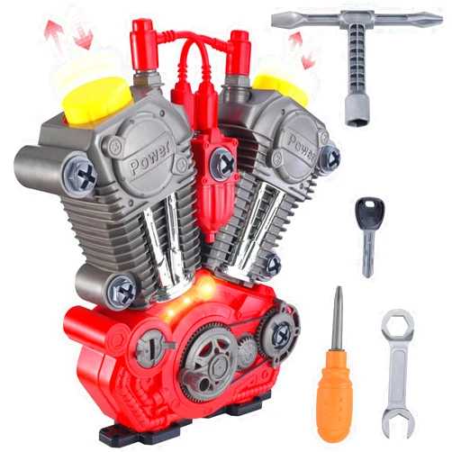 Tidy Zebra Take Apart Toys Engine Building Kit with Lights, Sounds & Over 20 COOL MECHANIC TOY TOOLS for Kids - Great for Children all Ages - #1 Best Boys Toys Gifts for Boys Idea ! - Hours of Educational Fun!