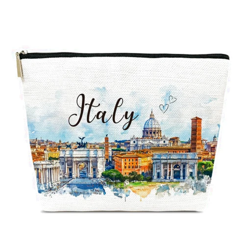 Ythuil Italy Travelling Gifts Makeup Bag, Italy Souvenir, Watercolor Cosmetic Bag for Purse, Trip Gifts for Traveller, Travelling Lovers, City Themed Organizer
