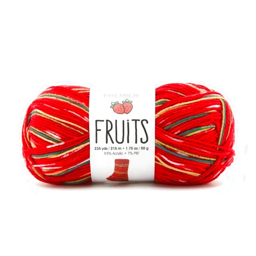Premier Yarns Fruits Yarn, Acrylic Sock Weight Yarn for Crocheting and Knitting, 235 yds, Strawberry