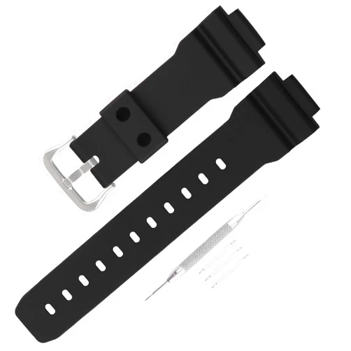 JETHENG Men's Resin Strap Compatible for 16mmx 26mm 71606395 Casio 3232 DW-9051 DW-9052 DW-004C DW-6900 GW-6900 G-2200 G-2210 Ladies outdoor work waterproof watch band wrist strap with buckle