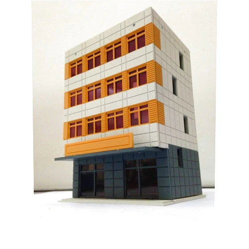 Outland Models Railway Colored Modern City Building 4-Story Office Grey N Scale