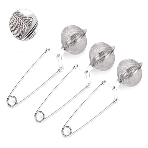 JEXCULL Snap Ball Tea Strainer, JEXCULL 3 Pack Premium Stainless Steel Tea Infuser with Handle for Loose Leaf Tea Fine Mesh Tea Balls Filter Infusers