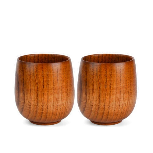 MOTZU 2 Pieces Jujube Wood Sake Cup, Top-Grade Natural Solid Wooden Tea Cup, Capacity: 51-100ml, Primitive Handmade Wooden Drinking Wine Mug, Breakfast Milk Juice Beer Cups for Home Bar