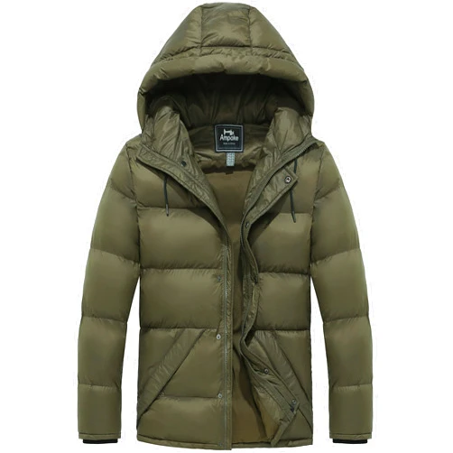 Ampake Men's Hooded Winter Coat Warm Puffer Jacket Waterproof Thicken Cotton Coat With Removable Hood.