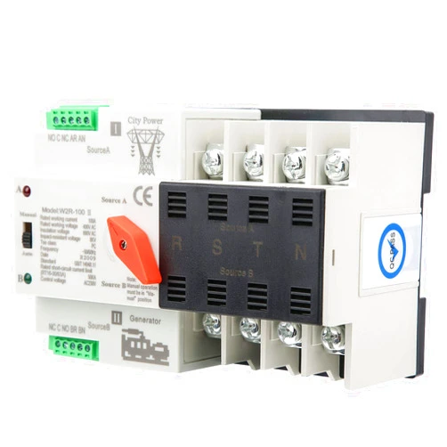 Jeanoko W2R-100 Dual Power Automatic Transfer Switch Reliable Din Rail Mounted Power Transfer Switch for PZ30 Distribution Boxes