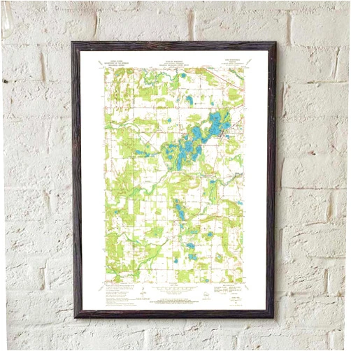 MG Global Print Poster of Old 1969 topo of king quadrangle wisconsin long lake chain | 11x17 12x18 16x24 24x36 Unframed Historical Wall Art for Gift | Vintage Antique Rustic Home Office Decor
