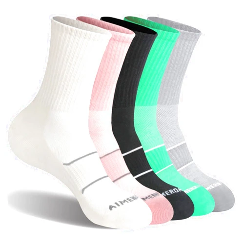 Aimerday Performance Crew Socks for Women Arch Compression Athletic Women's Running Socks Breathable Sports Quarter Socks