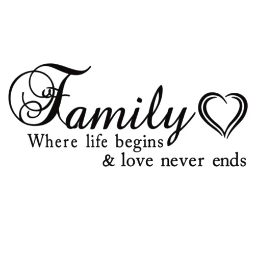 AUHOKY Family Where Life Begins & Love Never Ends Wall Decal Sticker Quotes, Removable DIY Mural Sayings Wallpaper Home Decor for Living Room Bedroom – Warm & Loving Art Words (Black,C)