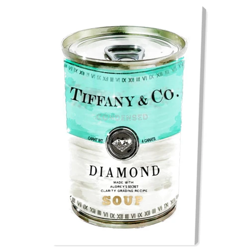 The Oliver Gal Artist Co. Fashion and Glam Wall Art Canvas Prints 'Priceless Can' Home Décor, 10 in x 15 in, Blue, White