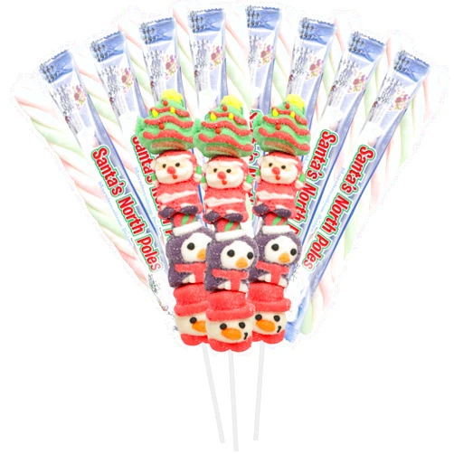 Sweetzo - Christmas Marshmallow Poles and Kabobs, Individually Wrapped Stocking Stuffer Candies, 11 Pieces