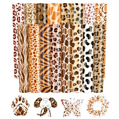 HTVSTD Leopard Heat Transfer Vinyl-16 Sheets 12 * 10inches Boho Leopard HTV Animal Printed Iron on Vinyl for T-Shirts Compatible with Cricut/Silhoutte Cameo