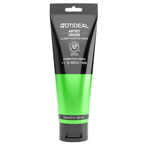 GOTIDEAL Iridescent Acrylic Paint Chameleon Green Tubes(120ml, 4.1 oz) Non Toxic Non Fading,Rich Pigments for Painters, Adults & Kids, Ideal for Canvas Wood Clay Fabric Ceramic Craft Supplies