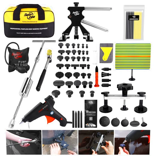 AUTOPDR Paintless Dent Repair Kits 100PCS Car Dent Removal Tools Come with 4 Kinds of Dent Puller and All Glue Tabs Removing Big dents Small Dents,Dings, Creases and Hail Damage All without Painting