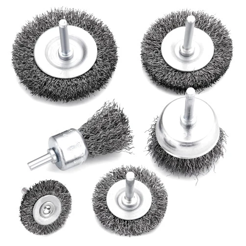 TILAX Drill Wire Brush End Brush Set 6 Piece, Wire Brushes for Cleaning 1/4 Inch Arbor 0.012 inch Coarse Carbon Steel Crimping Wire Wheel, Paint-Surface and Small Spaces Can be Treated.