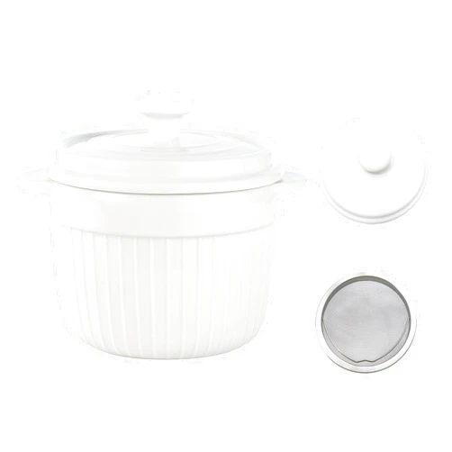 MaoYaMao Ceramic Bacon Grease Container with Strainer,Grease Container for Kitchen 17oz,White