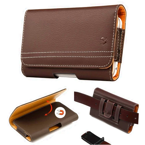 AIScell Belt Clip Pouch for Edge (2022), Moto Z4, Z3,One Zoom, One Action,One Hyper,G7 Plus,Moto G7, REVVLRY+,Brown Suede Leather Pouch Case Holster Fits Phone with Protective Cover on