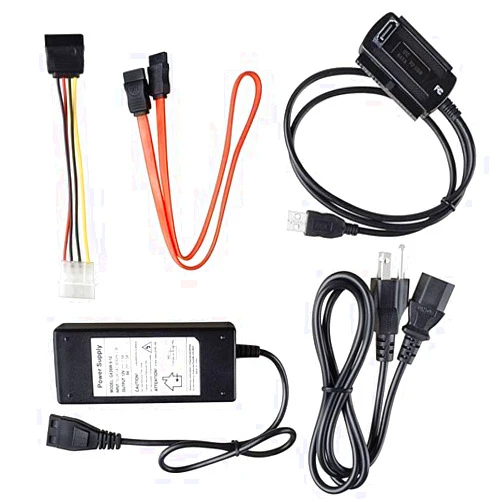 PMNQY Generic SATA/PATA/IDE Drive to USB 2.0 Adapter Converter Cable for 2.5/3.5 Inch Hard Drive/5 inch Optical Drive with External AC Power Adapter