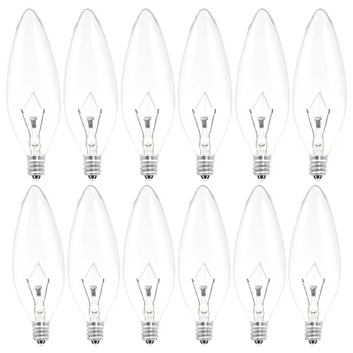 COLWATT 12-Pack E12 Incandescent Candle Light Bulbs 60W Warm White 2500K, 650 Lumen Dimmable Chandelier Light Bulbs for Ceiling Fan, Pendants or Outdoor, B10 Clear Candelabra Base Bulbs