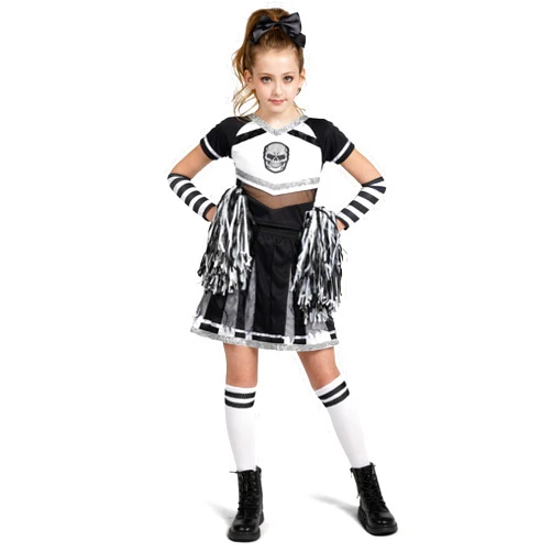 Spooktacular Creations Cheerleader Costume for Girls, Black Scary Cheerleader Costume, Zombie Fearleader Costume